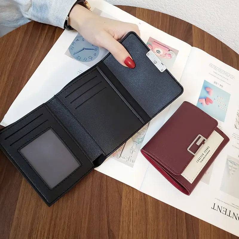Women’s Fashion Simple Folding Wallet with Contrast Design