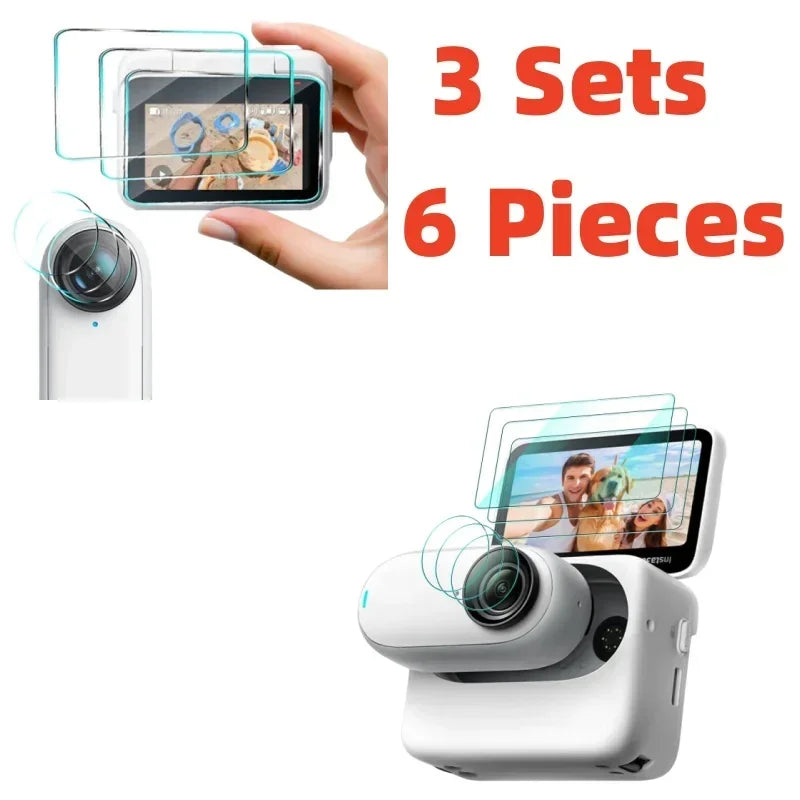 Anti - Shatterproof Hard Tempered Glass Screen + TPU Lens Protector For Insta360 Link 2 Link 2C