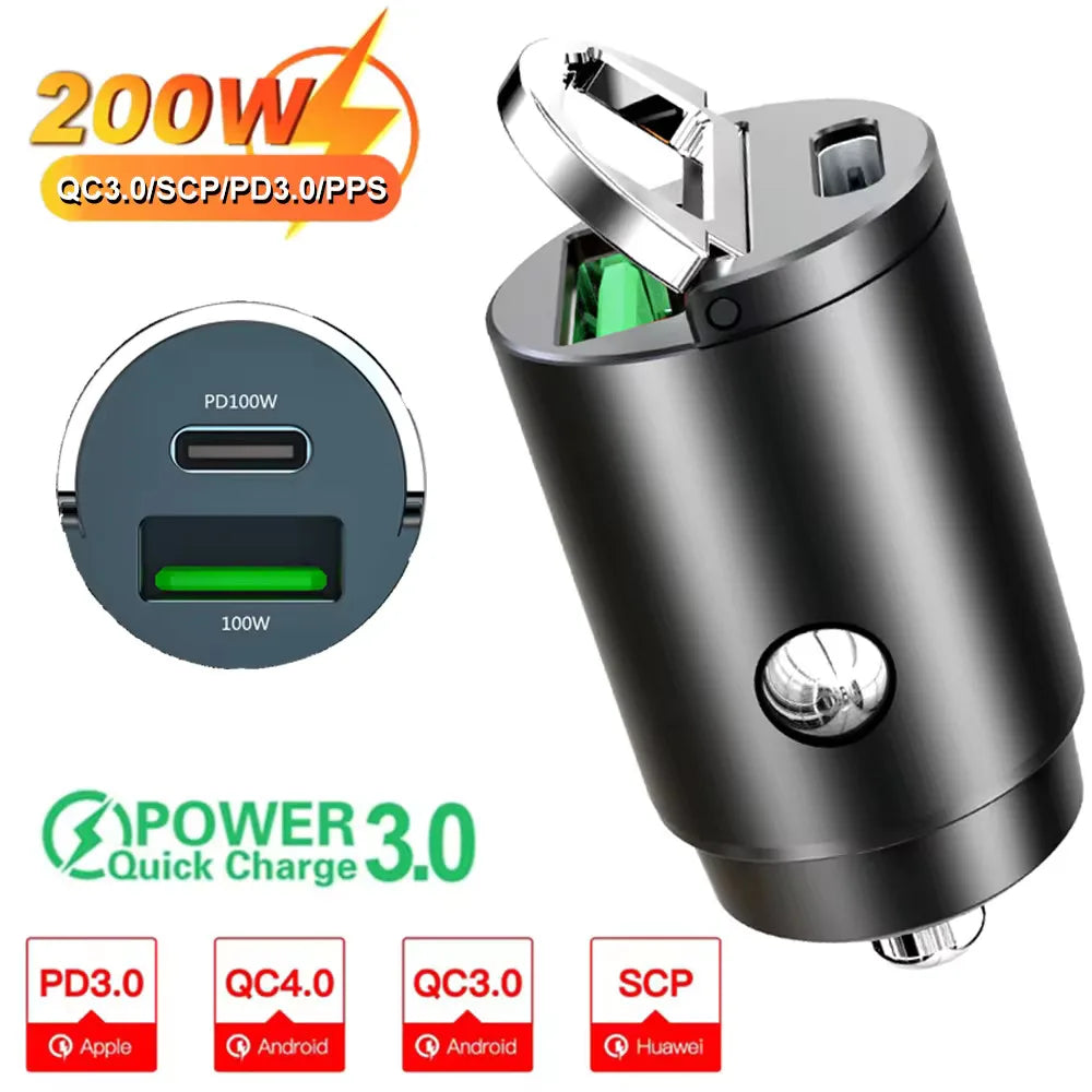 R&z - Car Charger 12-24V Lighter Fast Charging Car USB Type C Charger for Xiaomi Samsung Huawei iPhone Power