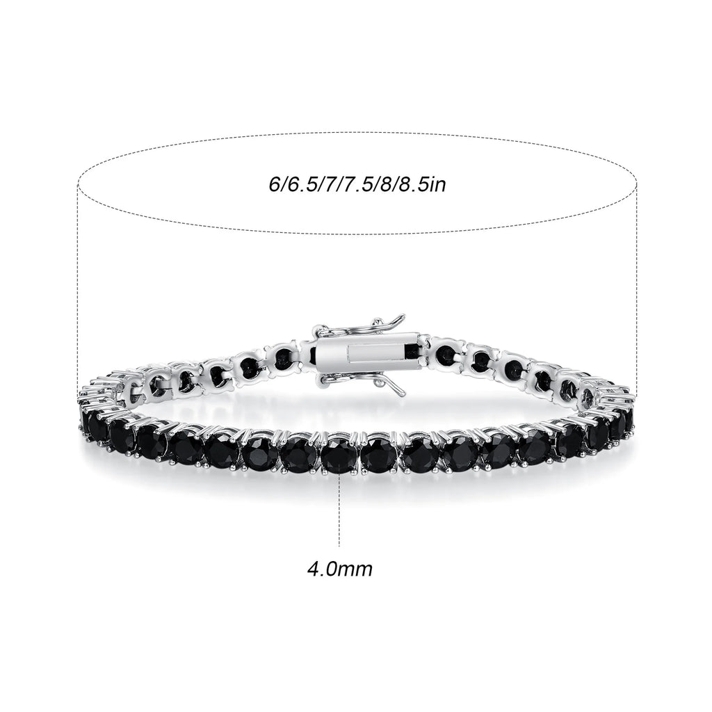 EUREKA 2025 New Design 4mm Inlaid Waterproof Tarnish Free Jewelry Copper Zircon Black Diamond Tennis Bracelet