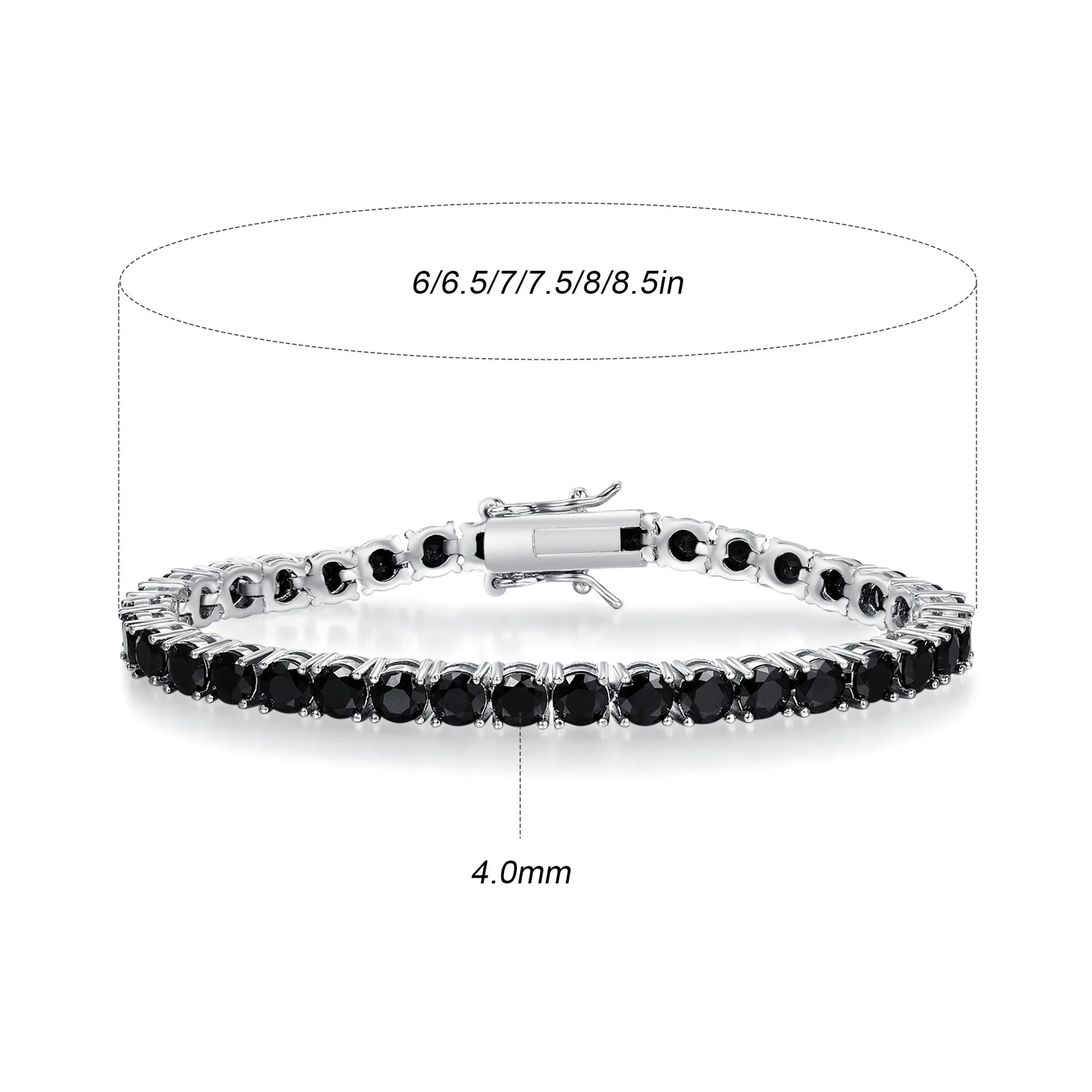 EUREKA 2025 New Design 4mm Inlaid Waterproof Tarnish Free Jewelry Copper Zircon Black Diamond Tennis Bracelet