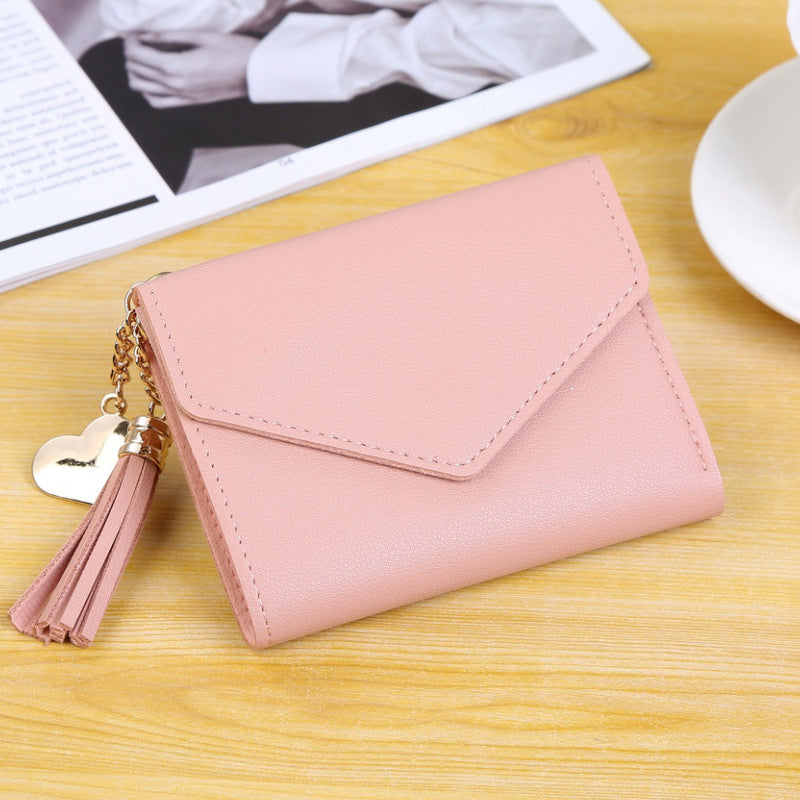 Tassel Wallet, Heart-shaped Purse, Pendant Clutch
