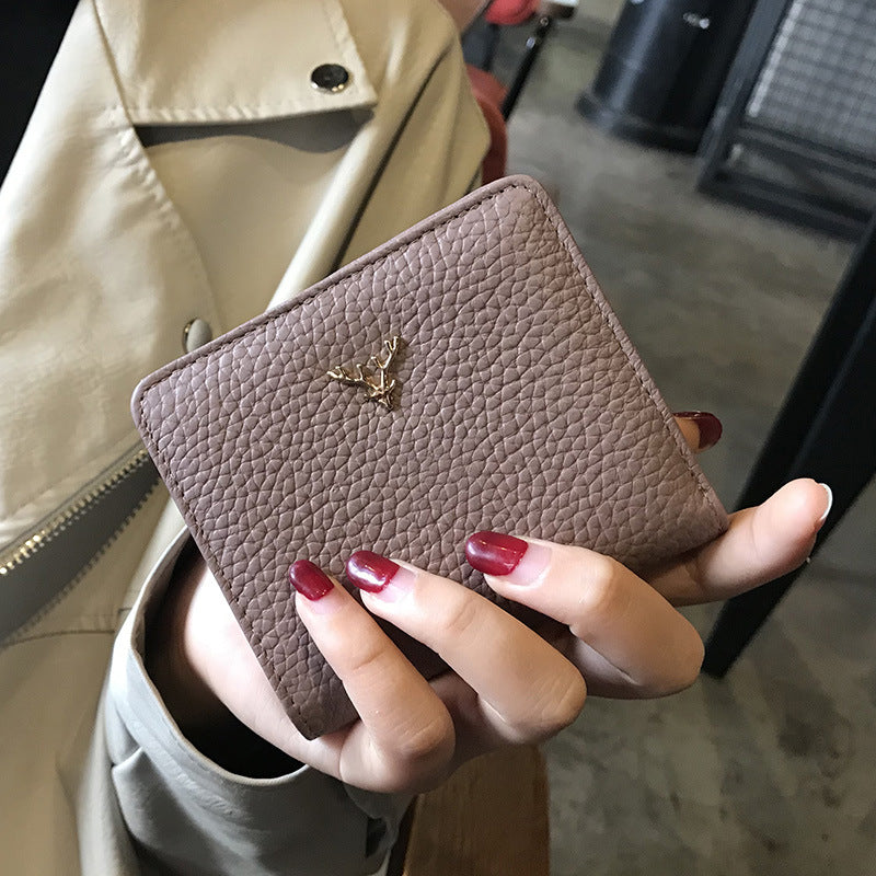 Leather Mini Coin Purse - Women's Short Folding Wallet