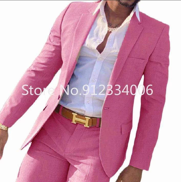 R&z - Slim Fit Wedding Groom Tuxedo Groomsmen Suits Male Fashion Smoking Costume Homme Blazer with Pants