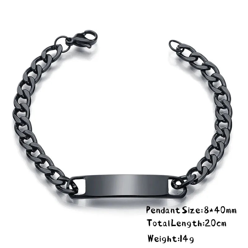 Custom Name Logo Any Text Engraved Leather Bangle & Bracelet Personalized Stainless Steel Bracelets For Women Men ID Bracelet