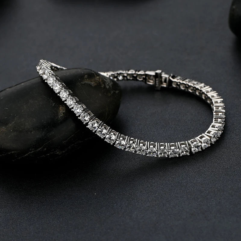 Real 3MM D VVS Moissanite Tennis Bracelet Passes Diamond Sparkling Test Solid S925 Jewelry Wedding Women Gift
