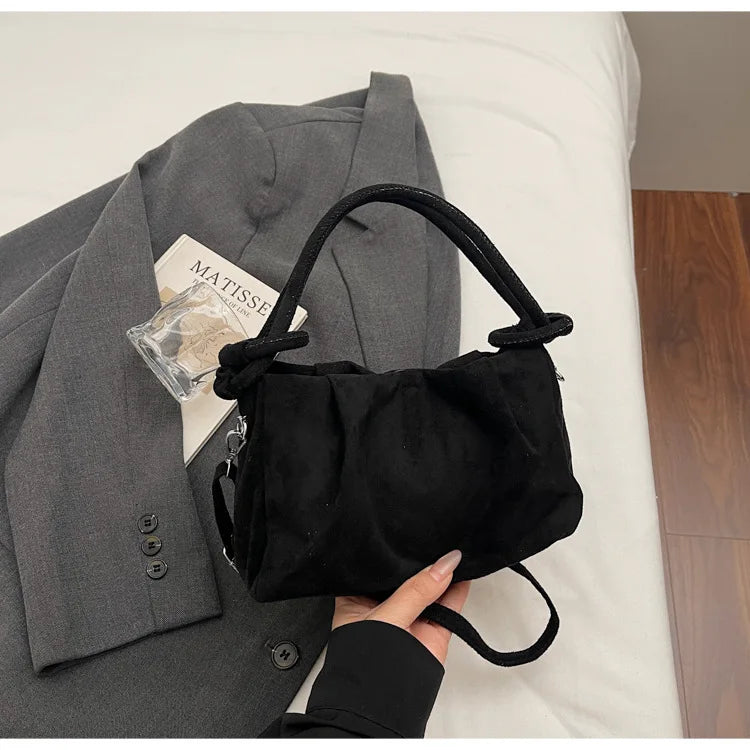 New Retro Suede Simple Crossbody Bag Women Fashion Handle Bag Casual Comfortable and Versatile Texture Shoulder Commuting Bag