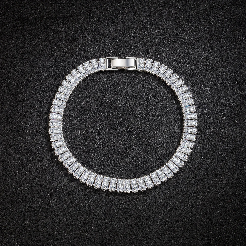 3*5mm Radiant Cut Moissanite Tennis Bracelet 100% S925 Silver Lab Diamond for Women Men HipHop Hand Chain Fine Jewelry Gift