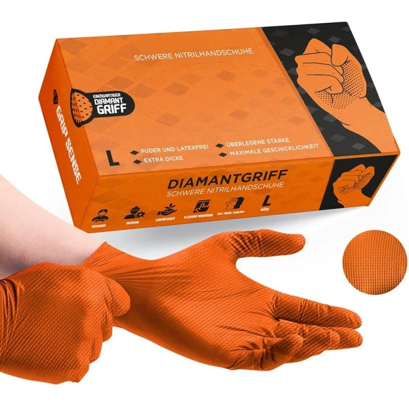 R&z -  Gloves Disposable 8mil Raised Diamond Texture Gloves Mechanic Tattoo Safety Gloves