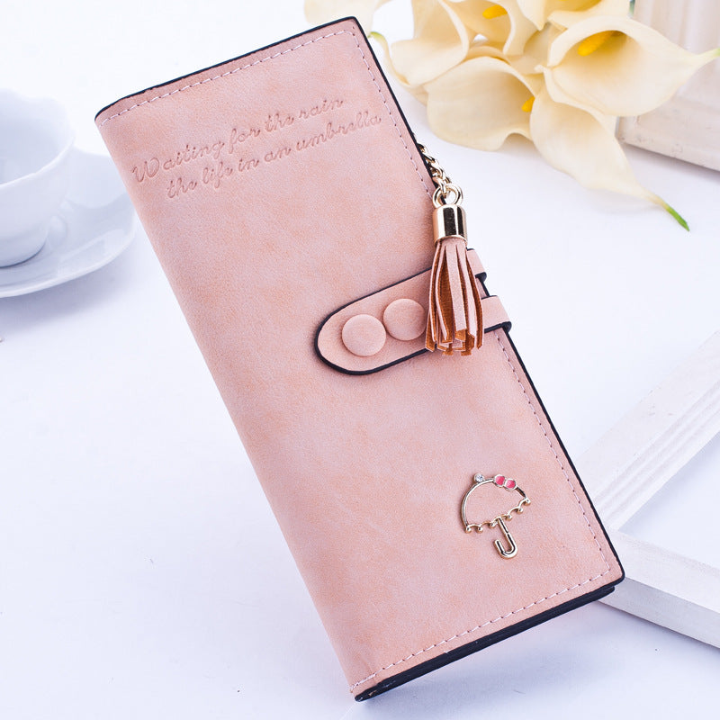 Korean Long Zipper Wallet with Multi-Handle Design