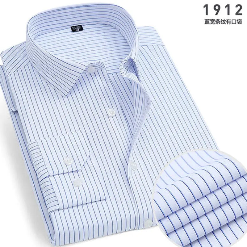 R&z - Spring New Men's Striped long-sleeved Shirt Non-ironing Anti-wrinkle Comfortable Breathable Business Casual Fashion Slim Fit