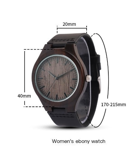 R&z - Natural Ebony Wood Couple Watches