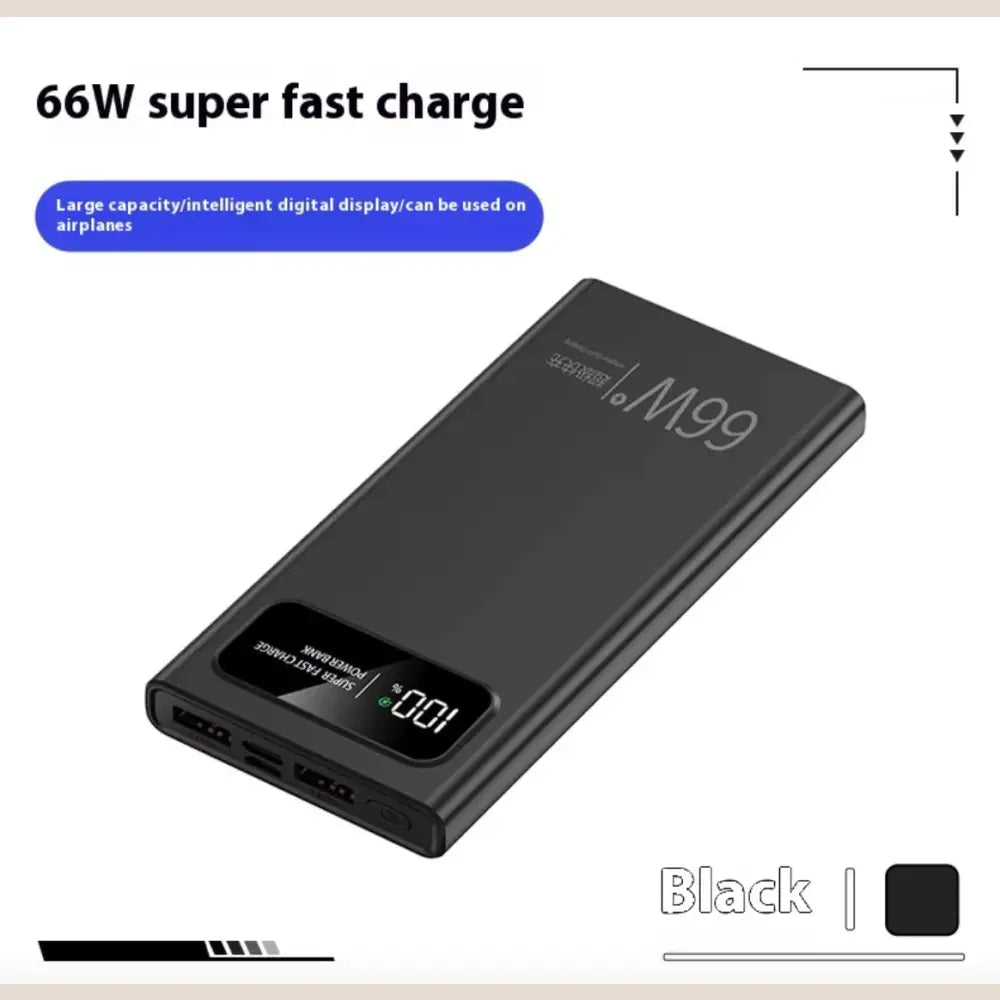 66W Super Fast Charge Mobile Power Bank - 20000mAh Large Capacity - Black 66W Super Fast Charge / 10000 MA