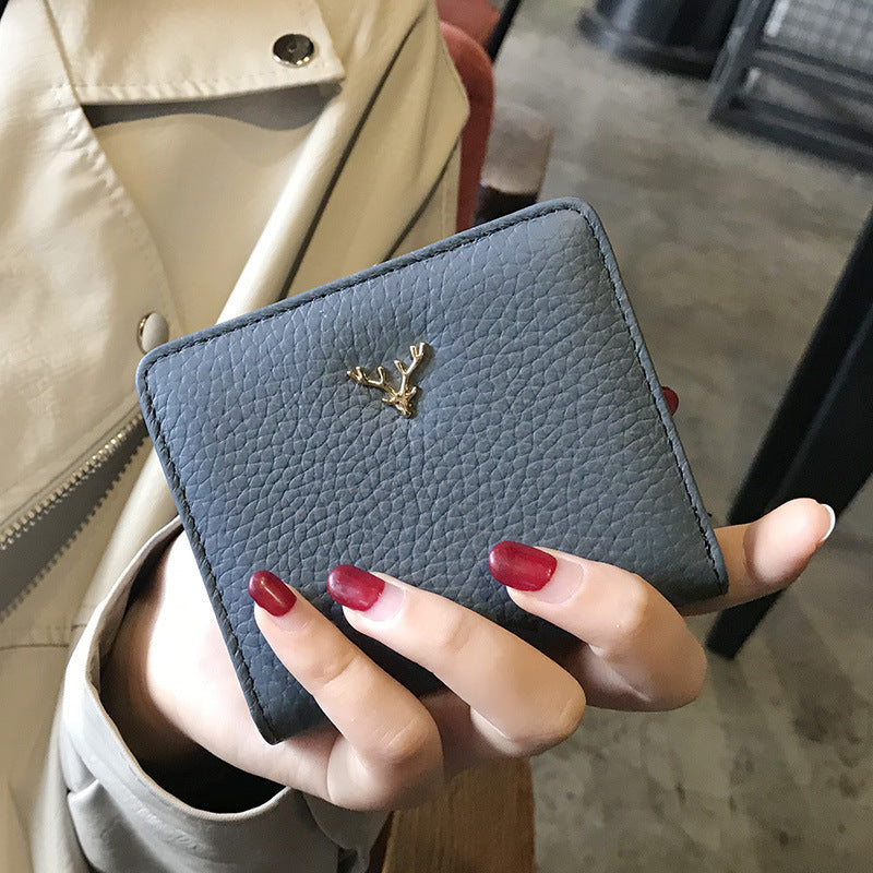 Leather Mini Coin Purse - Women's Short Folding Wallet