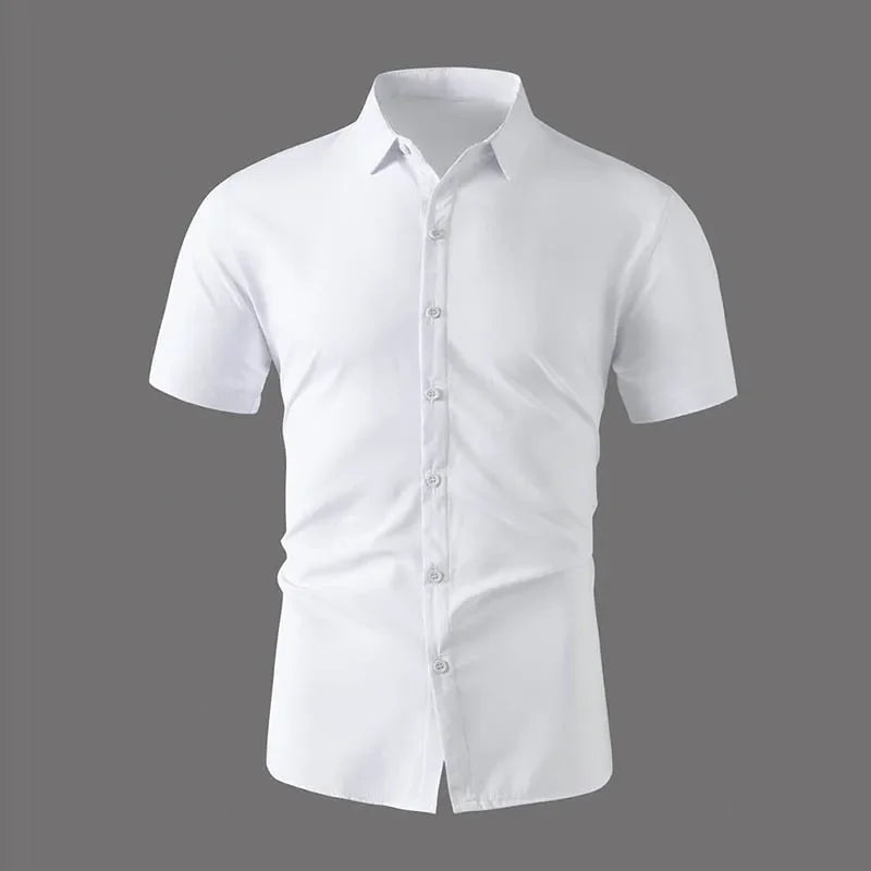 R&z - New Men's Business Casual Solid Color Short Sleeved Shirt for Summer Fashion No Ironing Comfortable and Versatile Top