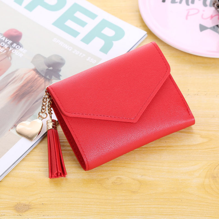 Tassel Wallet, Heart-shaped Purse, Pendant Clutch