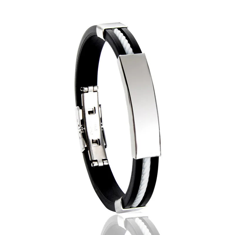 Custom Logo Name Engrave Silicone Bracelet Inscription Friendship Bracelets For Women Men ID Bracelet Luxury Snap Button Jewelry
