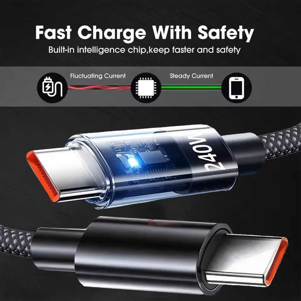 R&z - Fast Charging Data Cable With LED Display USB To Type C Quick Charge Data Cords New