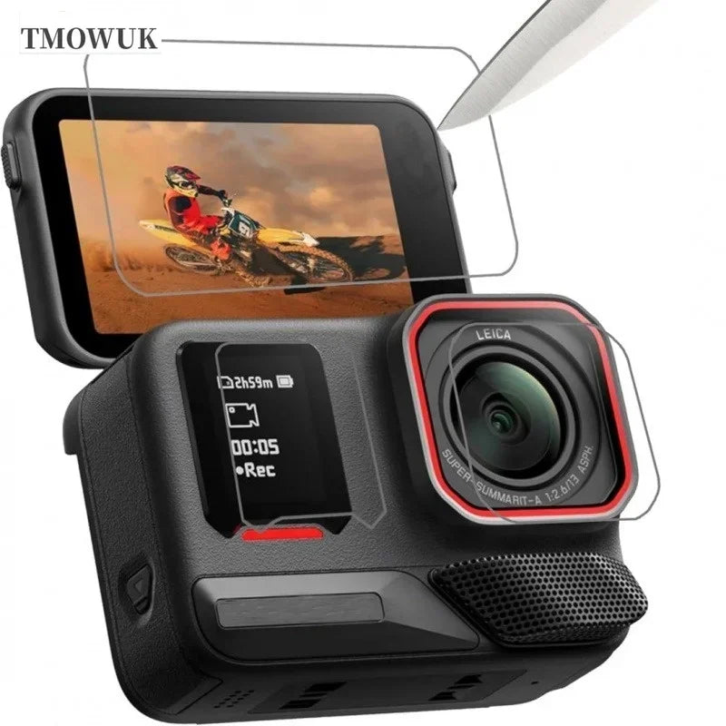 Anti - Shatterproof Hard Tempered Glass Screen + TPU Lens Protector For Insta360 Link 2 Link 2C