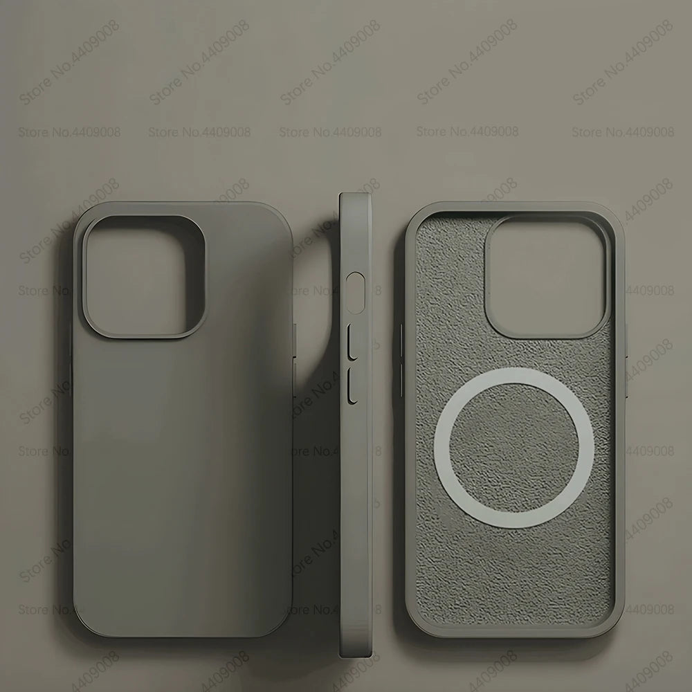 R&z - Wireless Charging Cases For iPhone 15 11 14 13 12 Pro Max Plus Liquid Silicone Magnetic Soft Cover Phone Accessories