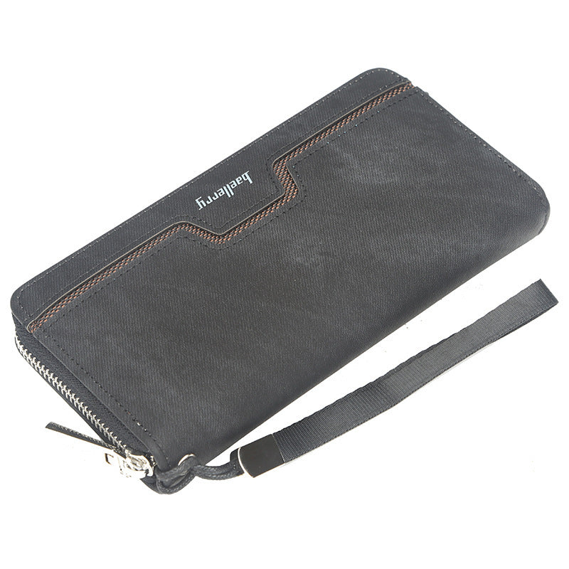 Baellerry Men's Long Zipper PU Leather Wallet Handbag