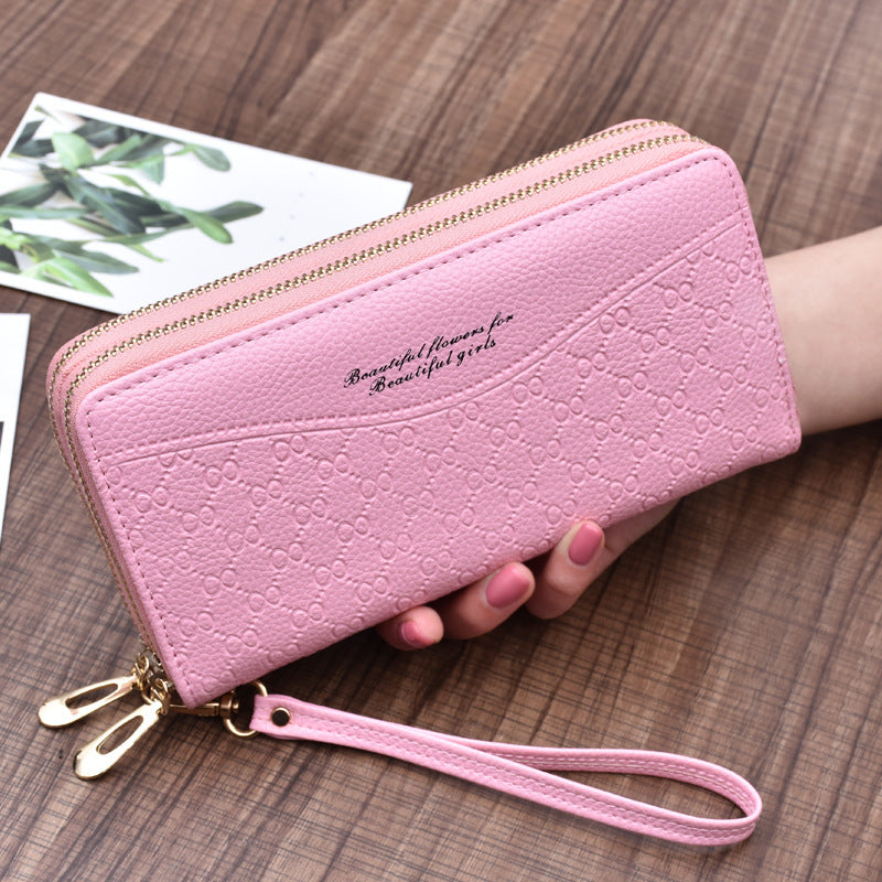 Large Double Zipper Clutch Wallet for Women