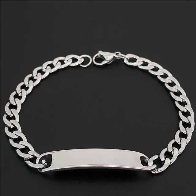 Custom Stainless Steel Bracelet Simple Casual Leather Woven Bracelet Engraved Titanium Leather Bracelet for Men Stainless Steel