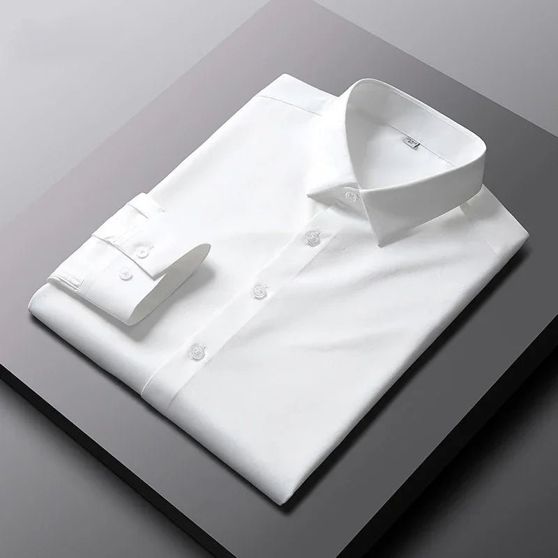 R&z - Men's Casual and Fashionable Long Sleeved Solid Color Shirt Non Ironing and Wrinkle Resistant Business Top