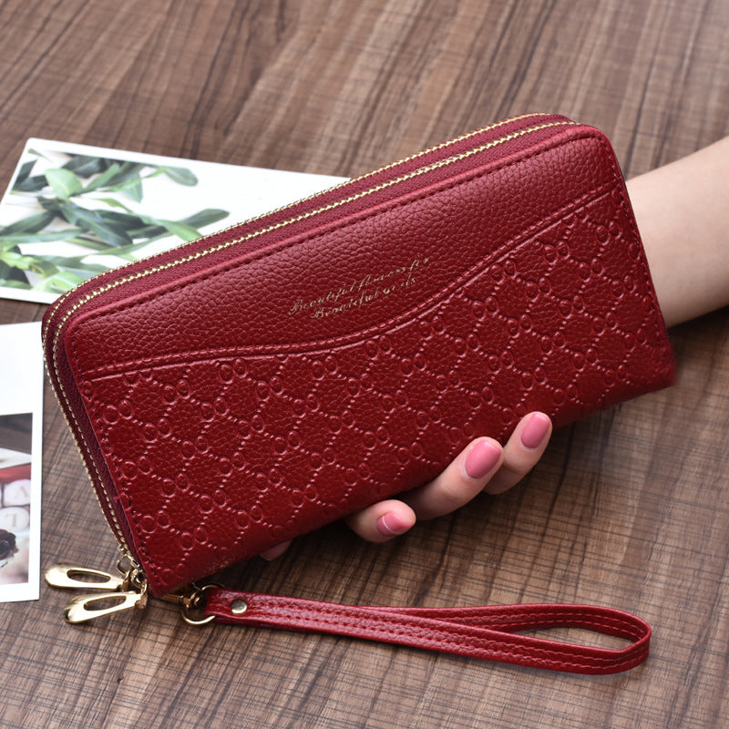 Large Double Zipper Clutch Wallet for Women