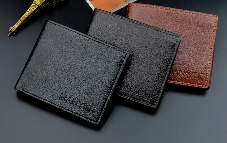 Men's Short Driving License Wallet - Dark Brown