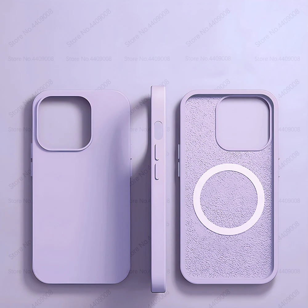 R&z - Wireless Charging Cases For iPhone 15 11 14 13 12 Pro Max Plus Liquid Silicone Magnetic Soft Cover Phone Accessories