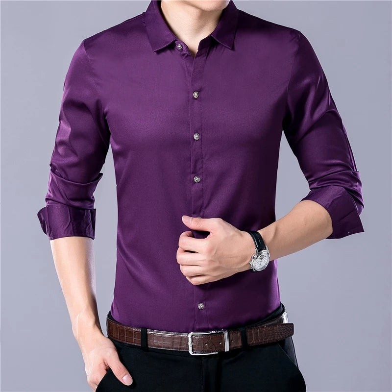 R&z - Men's Casual Fashion Business Solid Color Long Sleeved Shirt