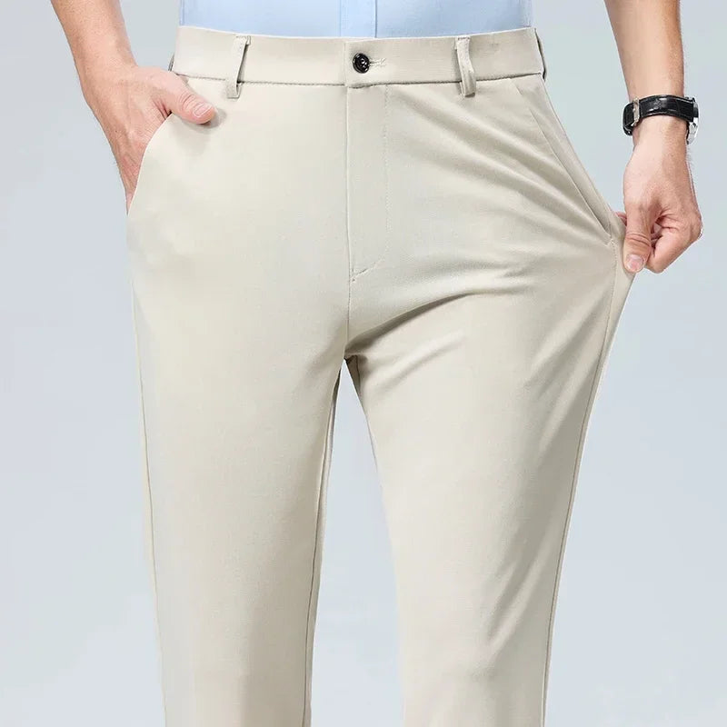 R&z - Pants Business Solid Casual Straight Leg Trouser Men Dress