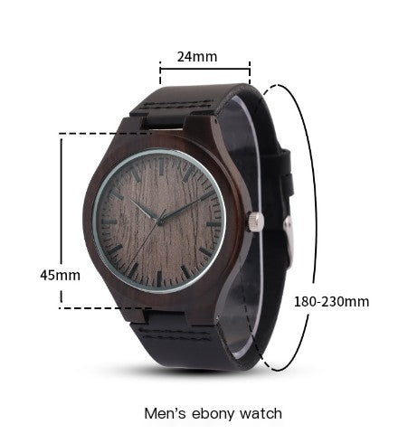 R&z - Natural Ebony Wood Couple Watches