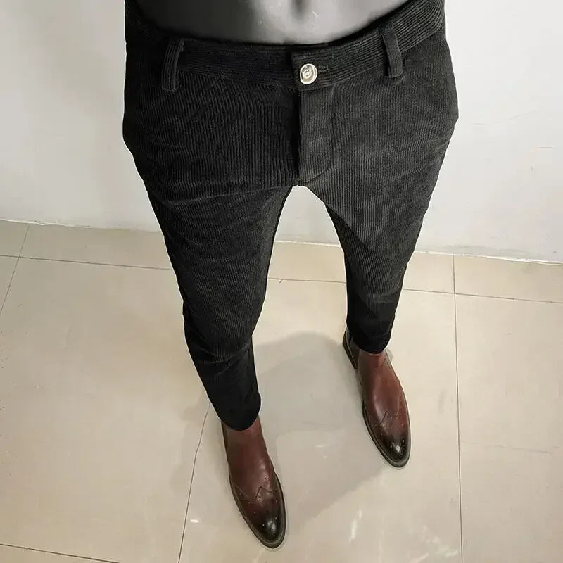 R&z - Suit Pant High Quality Men Business Slim Striped Trousers Formal Wear Office Social Dress Pants