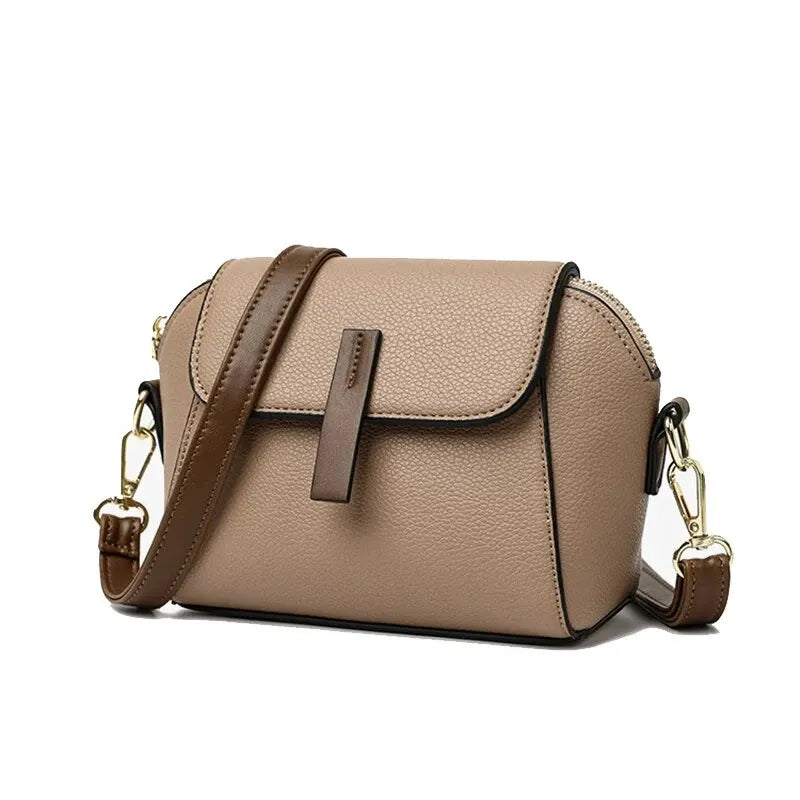 Casual Style PU Leather Shoulder Bag For Women Solid Color Flap Crossbody Bag