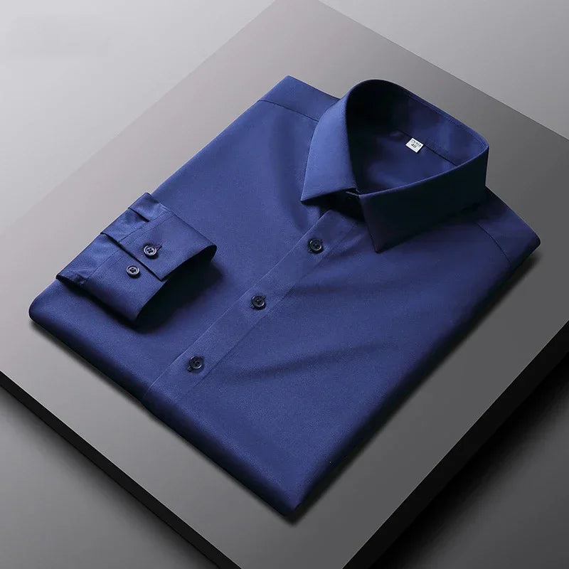 R&z - Men's Casual and Fashionable Long Sleeved Solid Color Shirt Non Ironing and Wrinkle Resistant Business Top