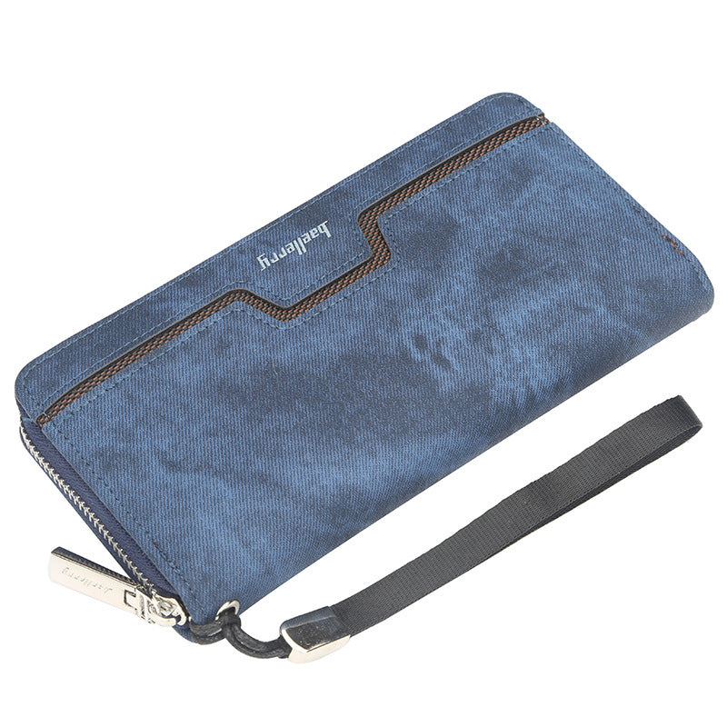 Baellerry Men's Long Zipper PU Leather Wallet Handbag