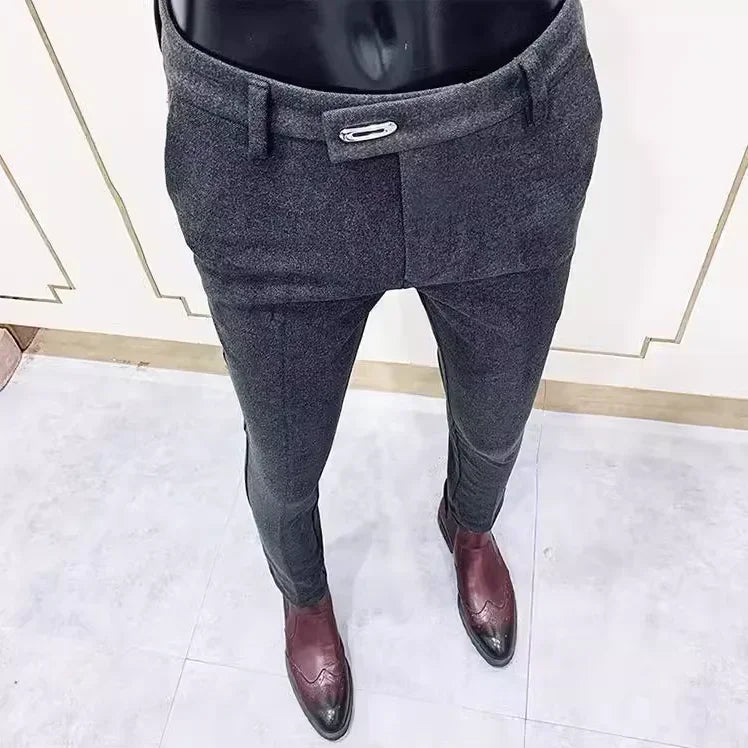 R&z - Suit Pant High Quality Men Business Slim Striped Trousers Formal Wear Office Social Dress Pants