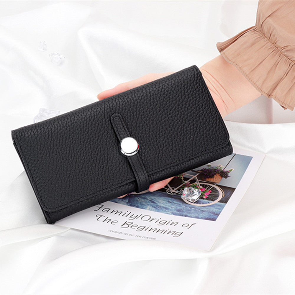 Women's Leather Folding Wallet with Large Capacity