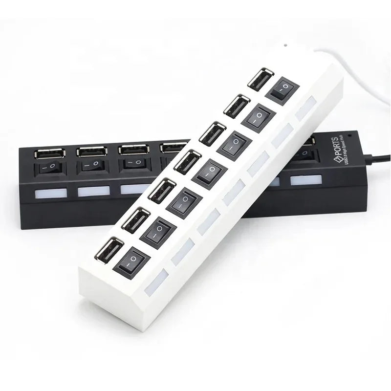 R&z - USB Splitter Power Adapter Multiple Expander With On Off Switch For PC Laptop MacBook Accessories