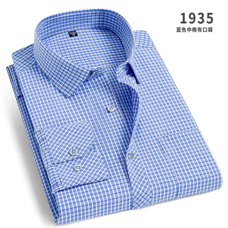 R&z - Spring New Men's Striped long-sleeved Shirt Non-ironing Anti-wrinkle Comfortable Breathable Business Casual Fashion Slim Fit