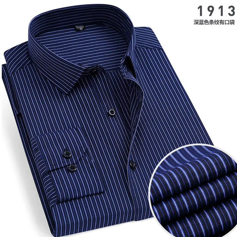 R&z - Spring New Men's Striped long-sleeved Shirt Non-ironing Anti-wrinkle Comfortable Breathable Business Casual Fashion Slim Fit