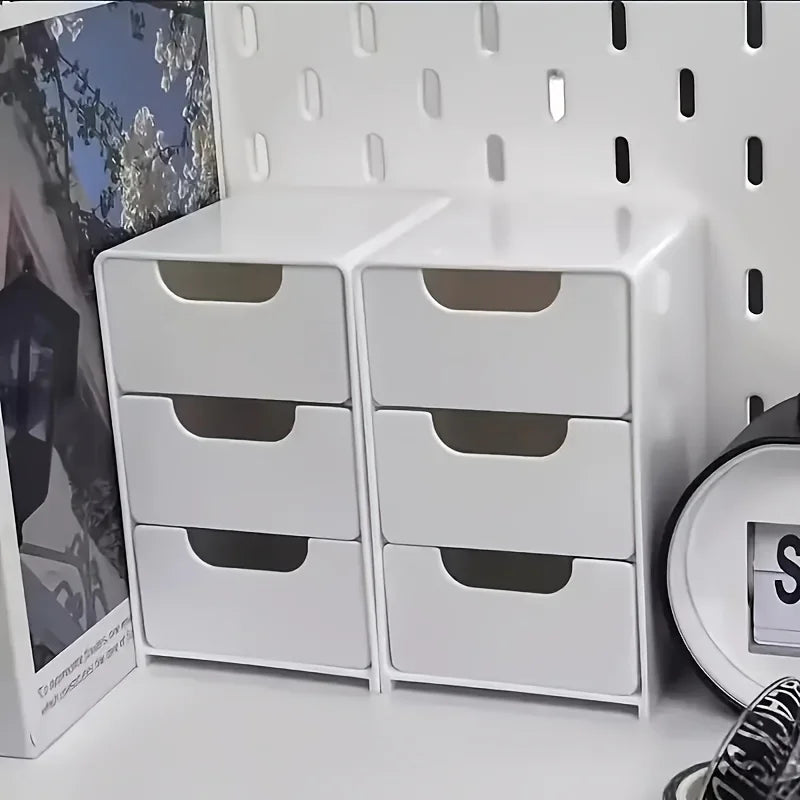 R&z - Chic 3-Tier Desk Organizer with Drawers - Ideal for Office Supplies, Jewelry & Cosmetics Storage - Portable Divider Box