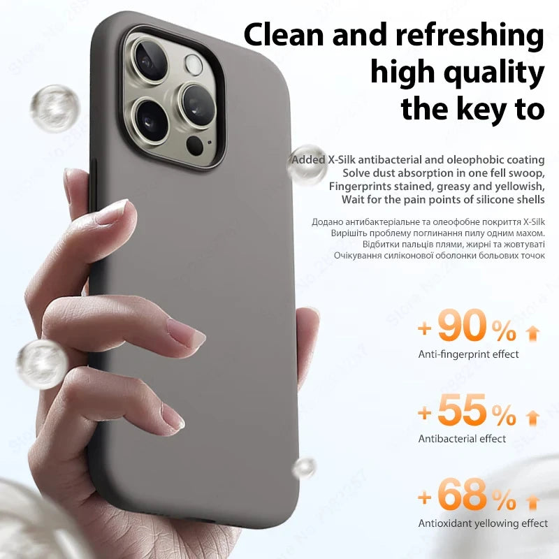 R&z - Original Liquid Silicone Case For iPhone 13 12 11 14 15 16 Pro Max Plus Official Case Bumper Protective Cover Phone Accessories