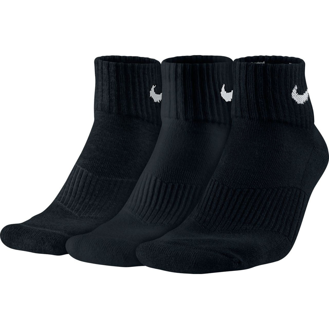 NIKE Unisex Performance Cushion Quarter Training Socks (3 Pairs) Black/White X-Large