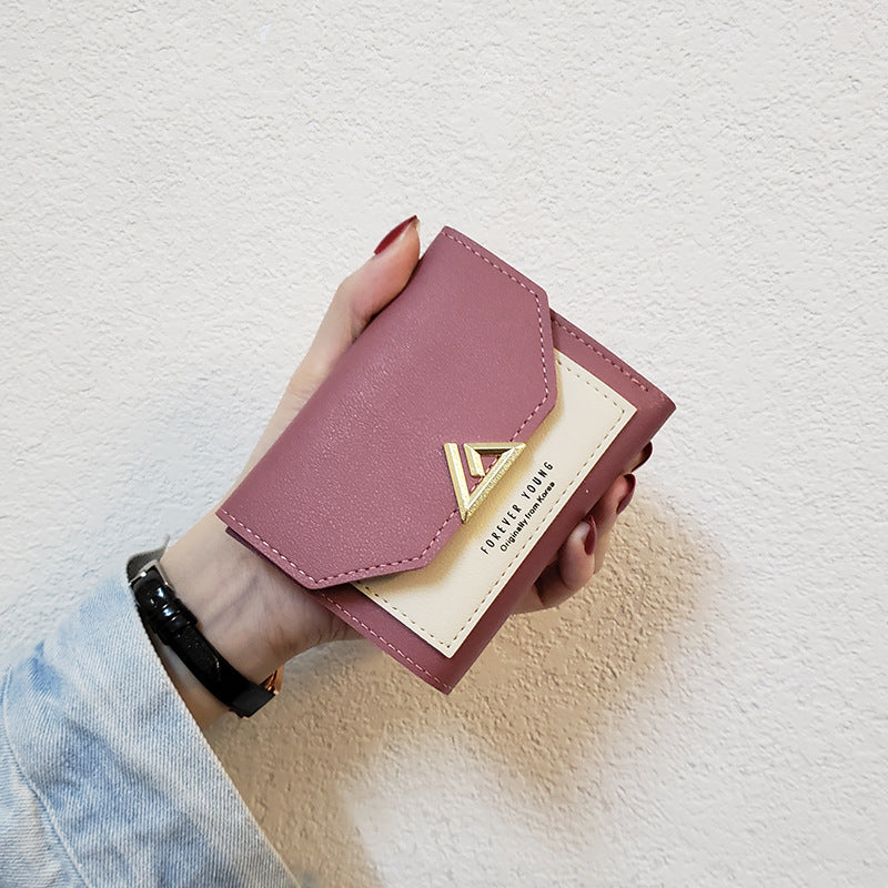 Women's Fashion Simple Folding Wallet with Contrast Design
