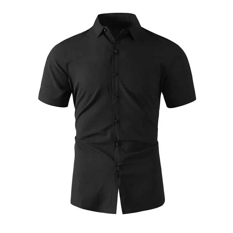 R&z - New Men's Business Casual Solid Color Short Sleeved Shirt for Summer Fashion No Ironing Comfortable and Versatile Top