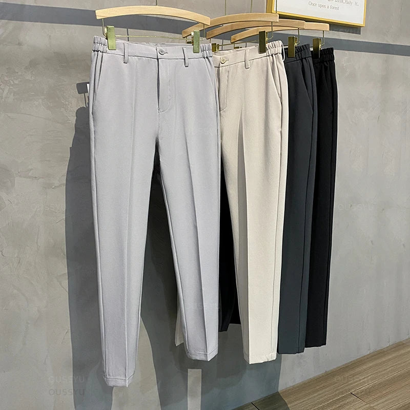 R&z - Casual Pants Suit Pant Slim Fit Work Elastic Waist Jogging Business Trousers Male