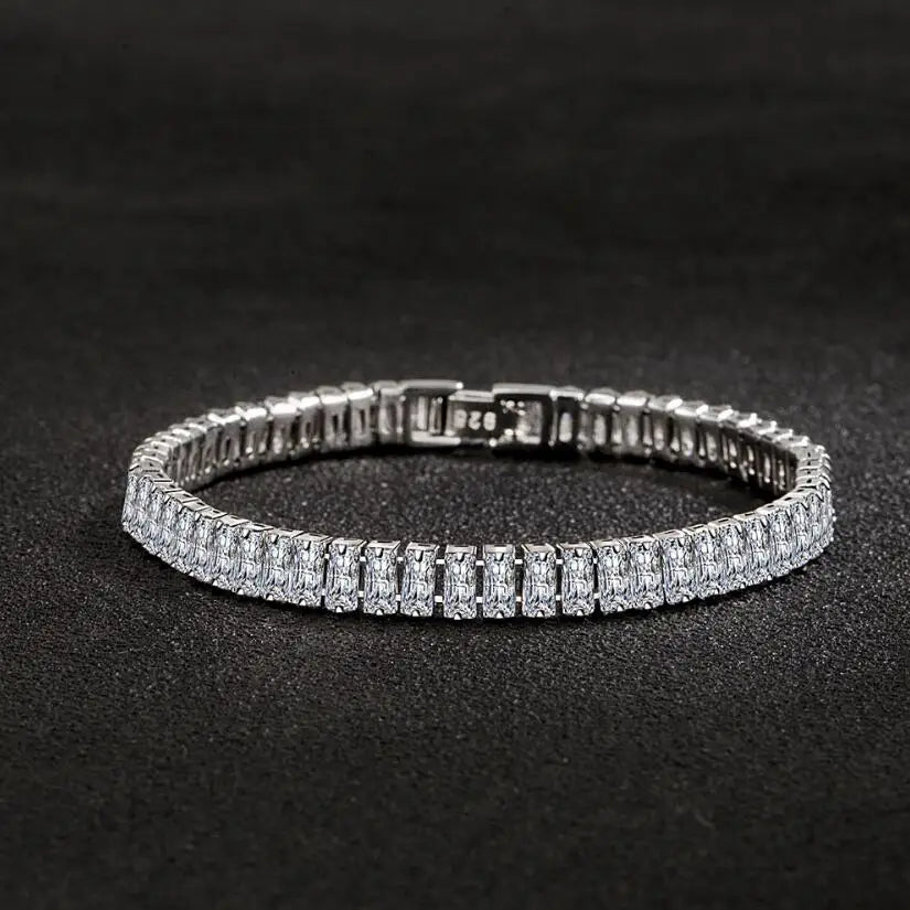 3*5mm Radiant Cut Moissanite Tennis Bracelet 100% S925 Silver Lab Diamond for Women Men HipHop Hand Chain Fine Jewelry Gift